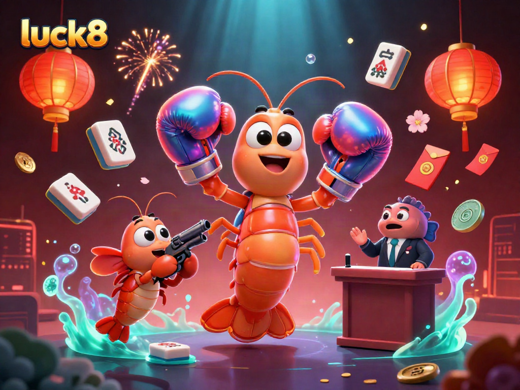 Experience thrilling wins at luck8 online casino, showcasing vibrant characters amid 3D gaming elements.