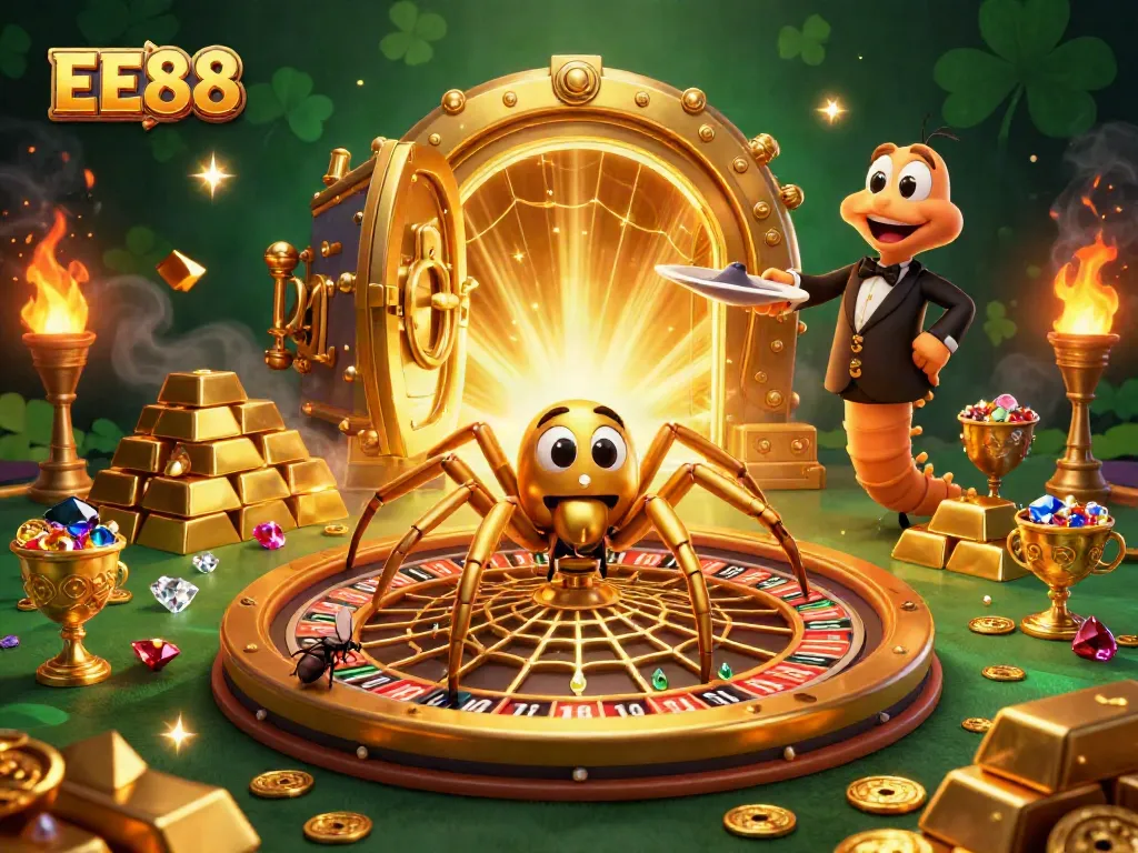 Engage in thrilling gameplay at EE88 while the golden spider weaves its casino web of fortune.