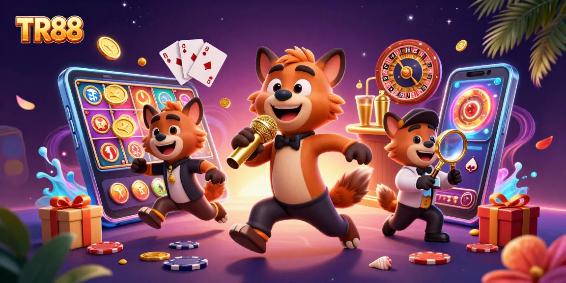 Experience exciting gameplay at TR88 with animated hyenas in a vibrant casino scene.