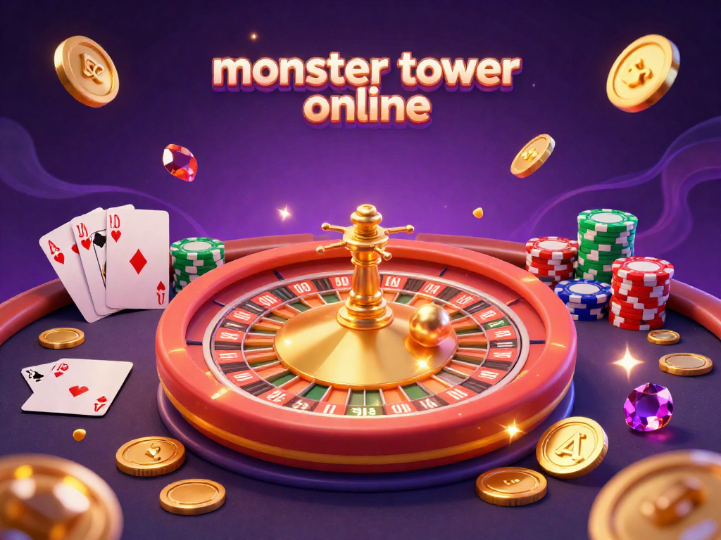 Experience thrilling gameplay in monster tower online amidst a vibrant casino scene packed with dynamic gambling elements.